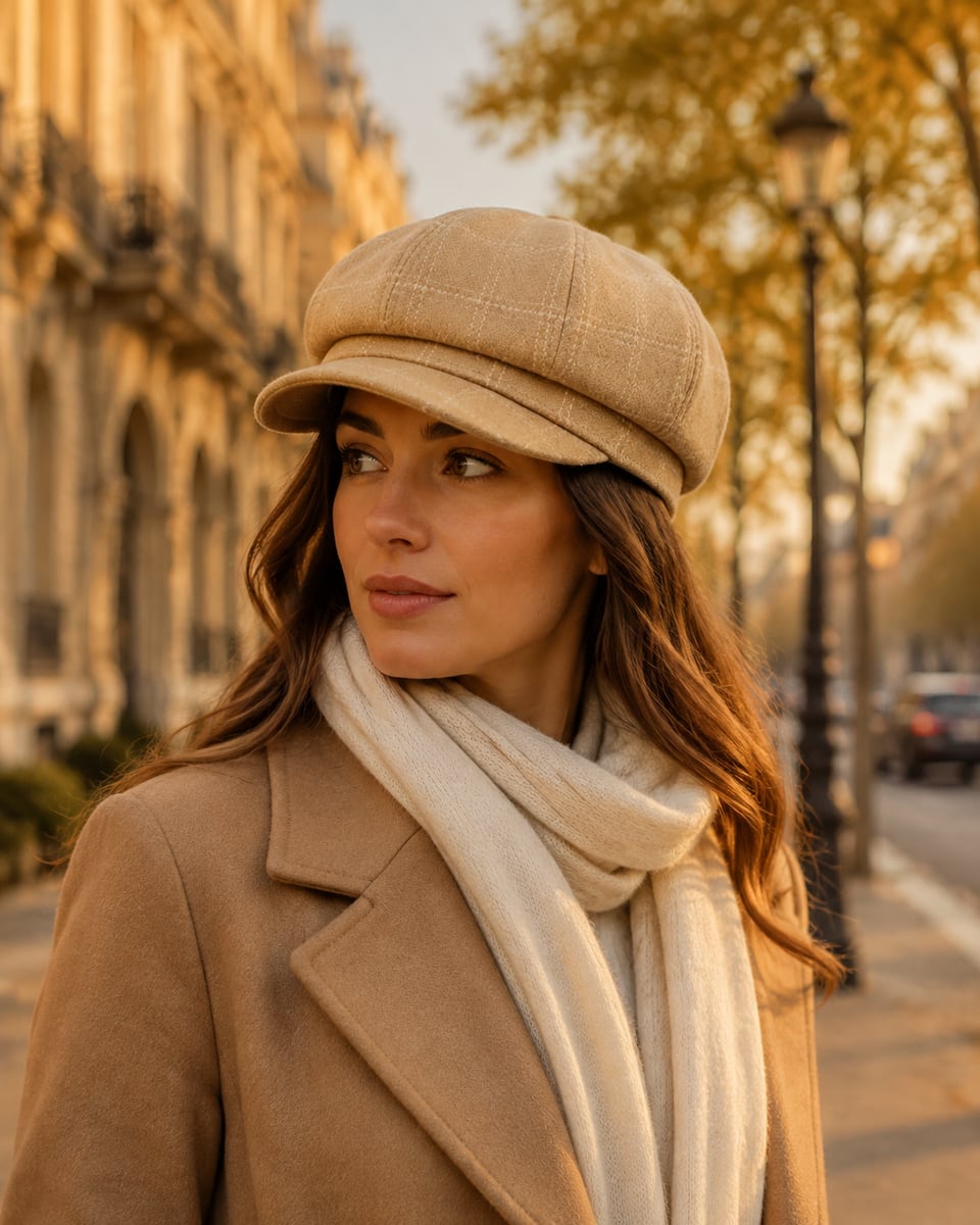 Custom Newsboy Cap – Style 05 on model