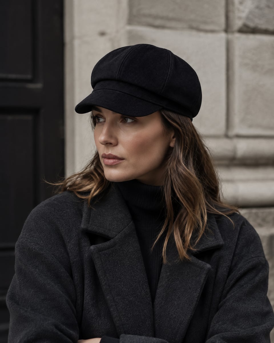 Custom Newsboy Cap – Style 05 on model
