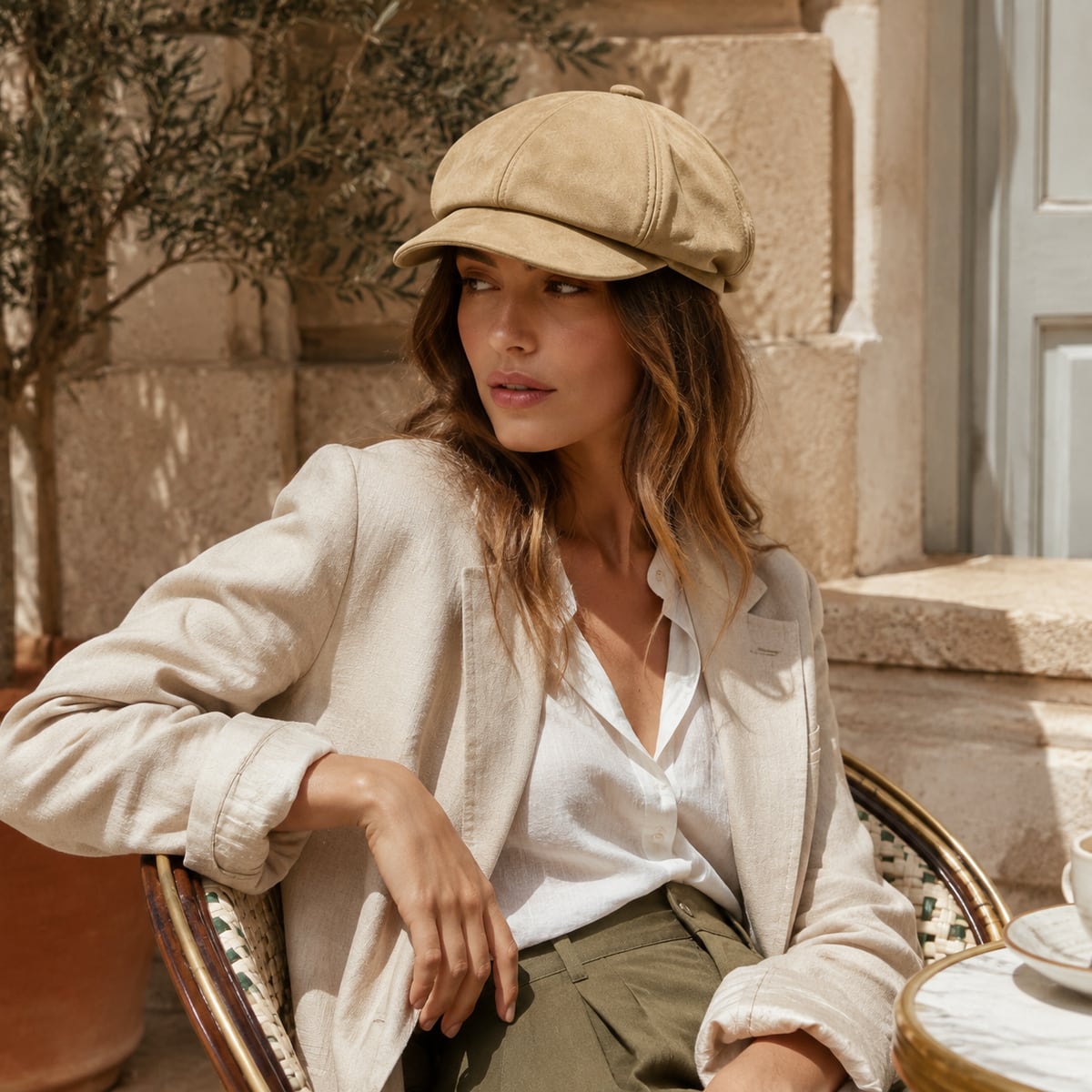 Custom Newsboy Cap – Style 06 on model