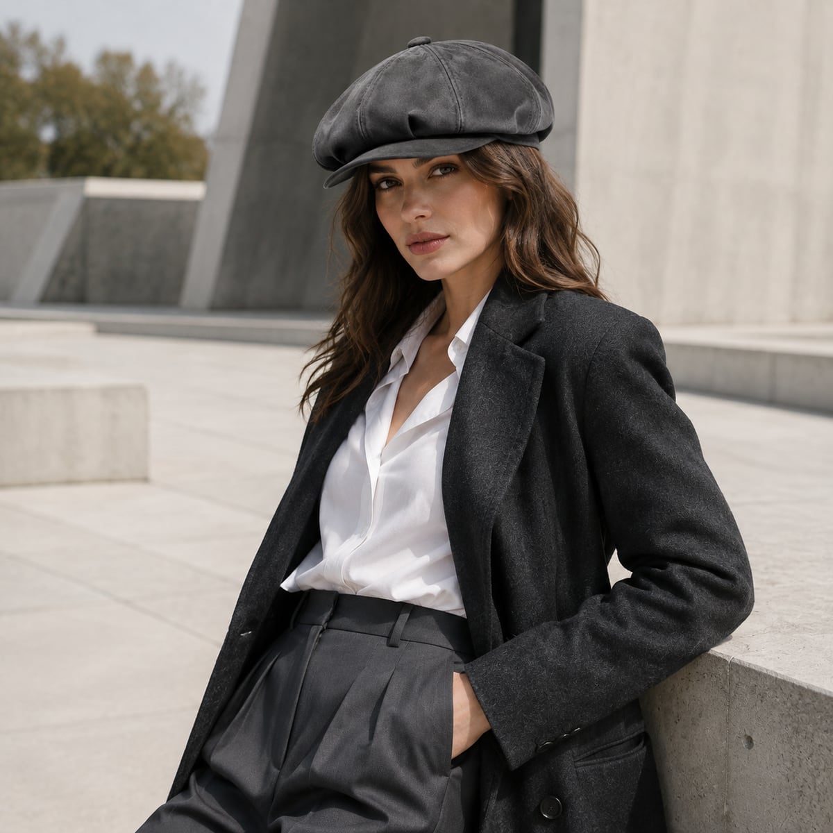 Custom Newsboy Cap – Style 06 on model