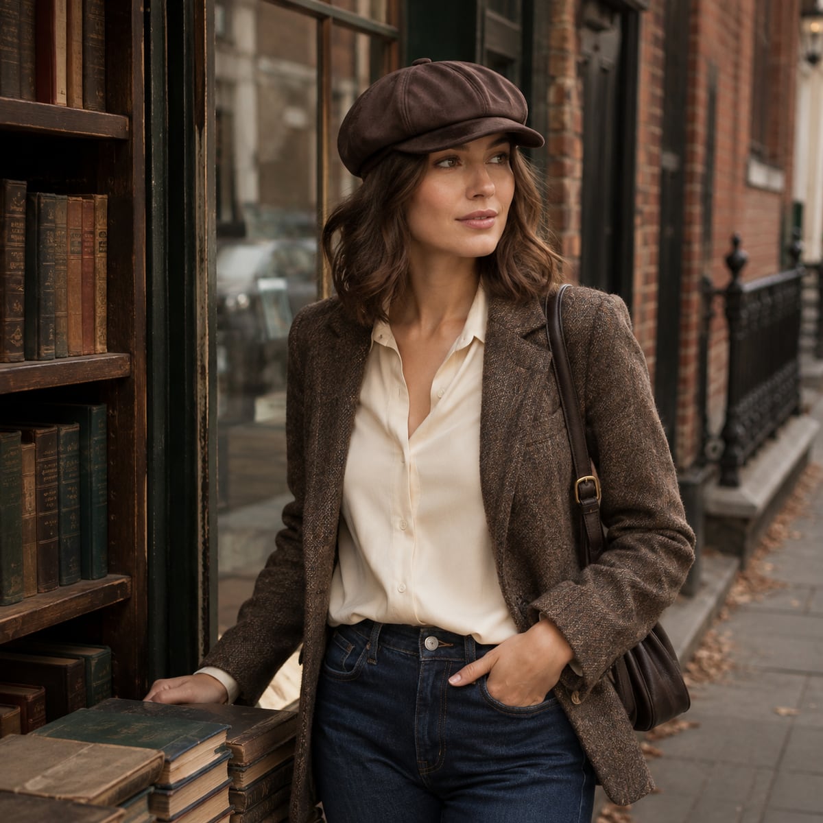 Custom Newsboy Cap – Style 06 on model