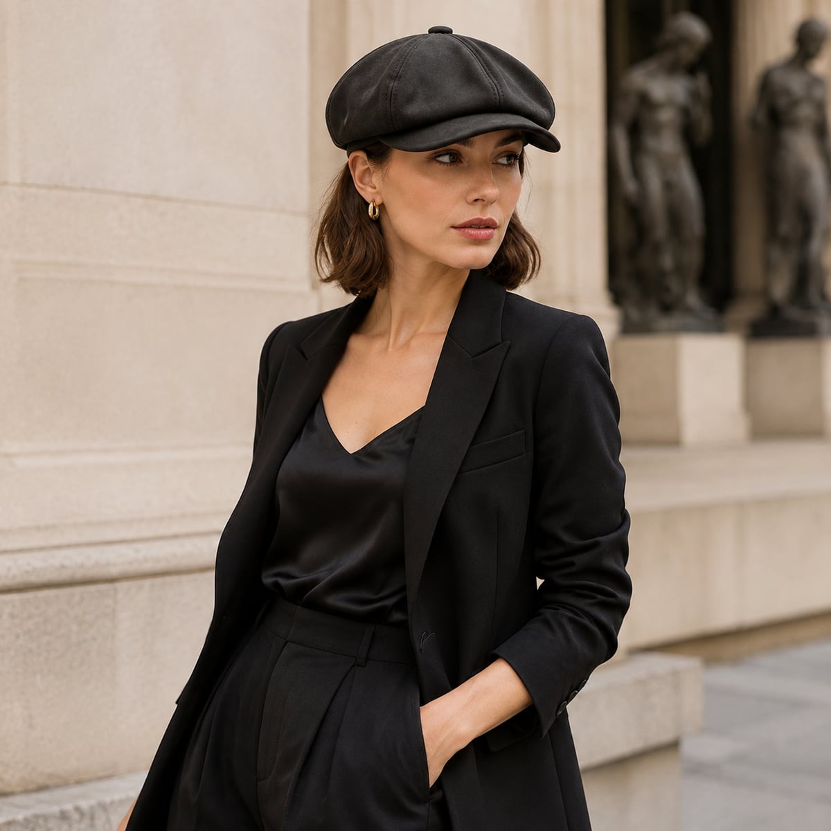Custom Newsboy Cap – Style 06 on model