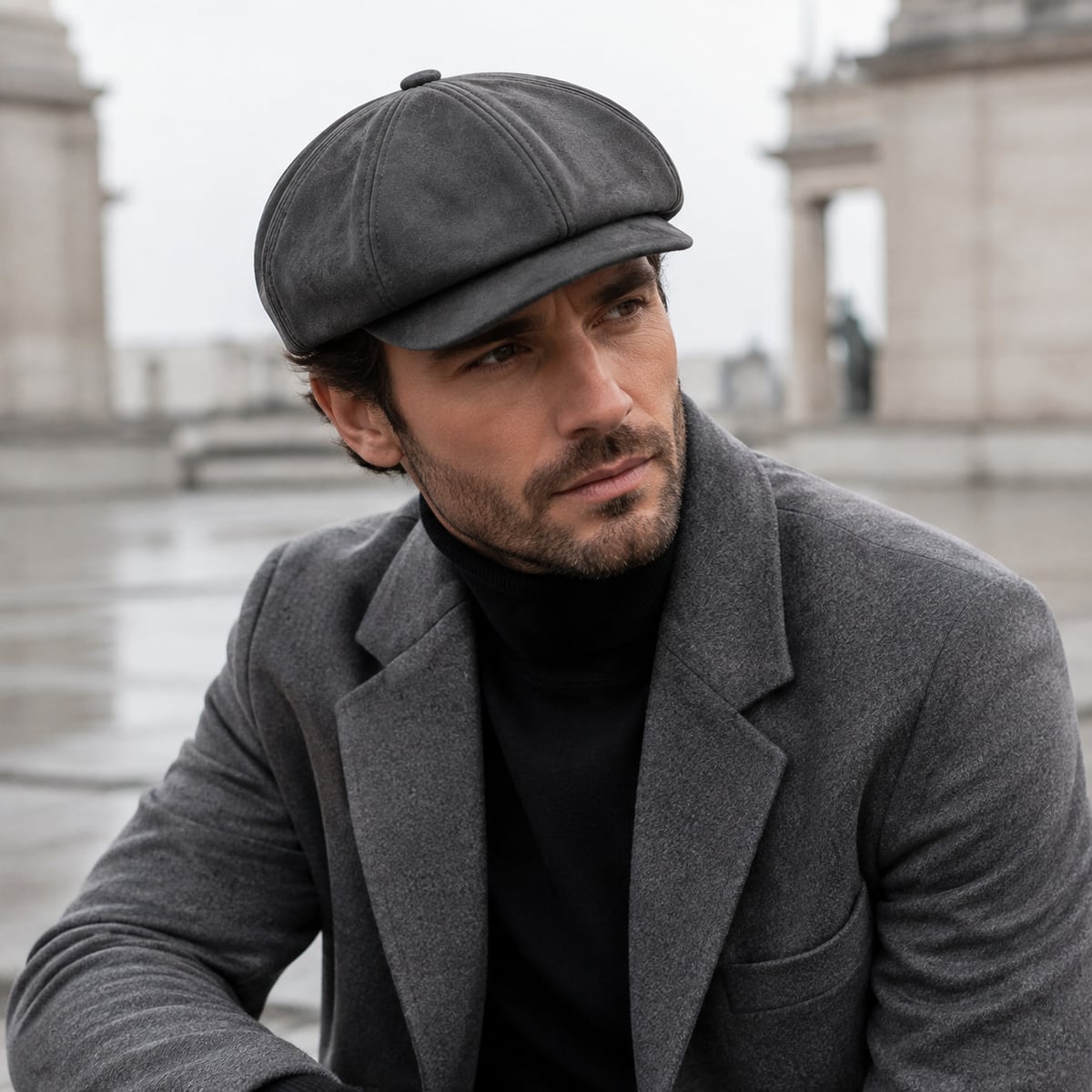 Custom Newsboy Cap – Style 06 on model
