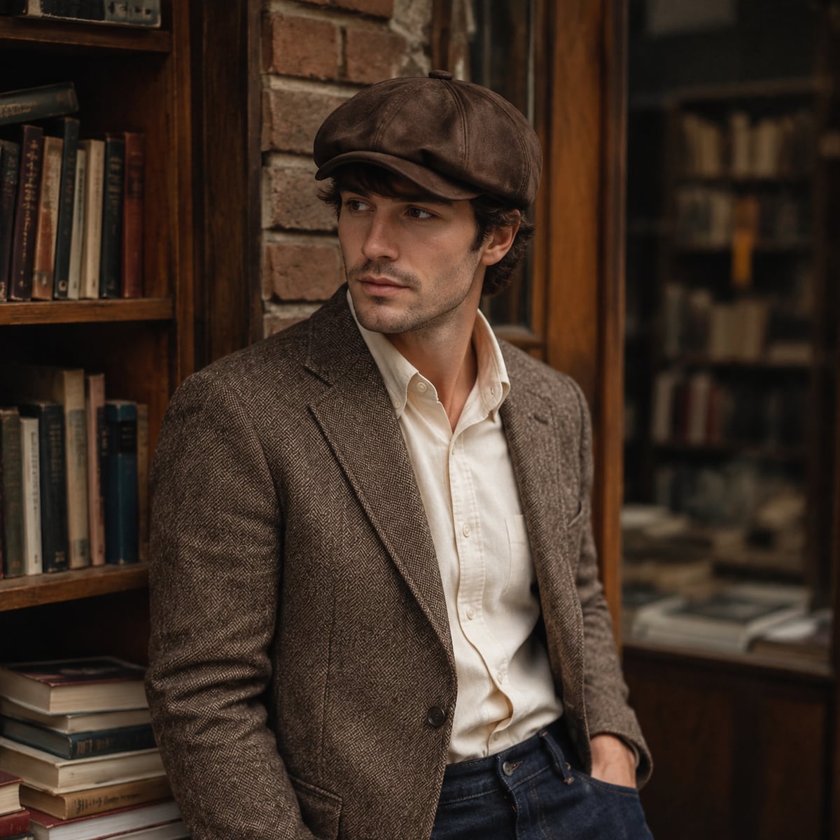 Custom Newsboy Cap – Style 06 on model