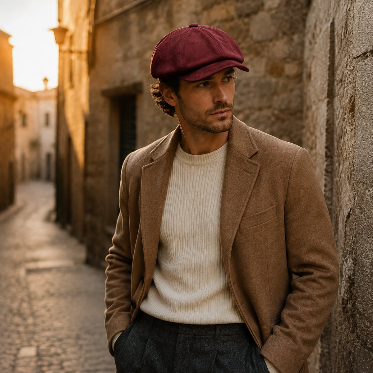 Custom Newsboy Cap – Style 06 on model