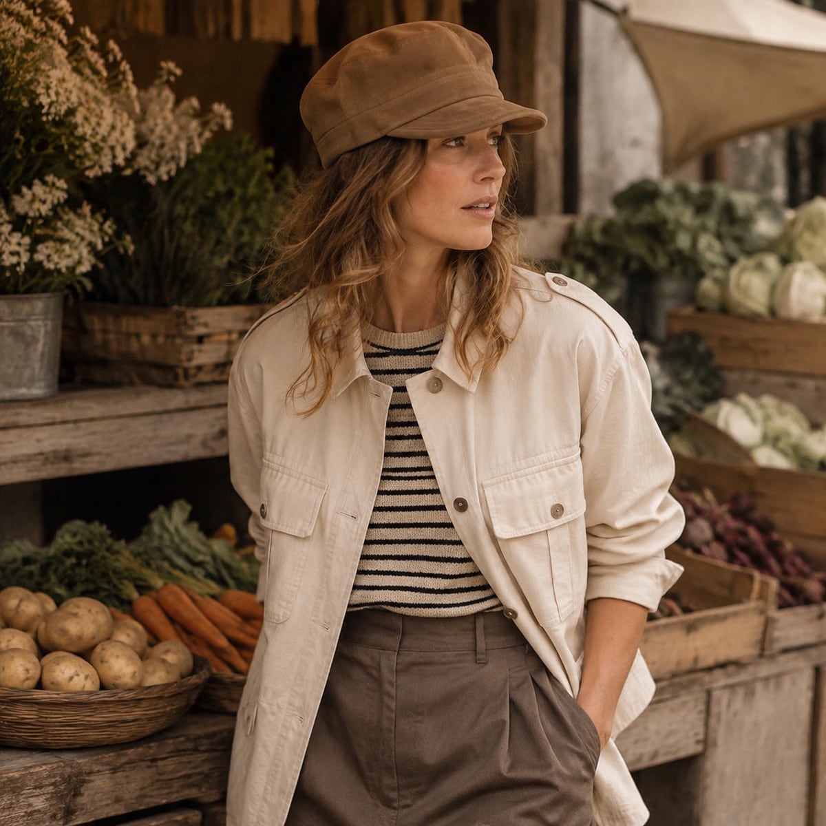 Custom Newsboy Cap – Style 08 on model