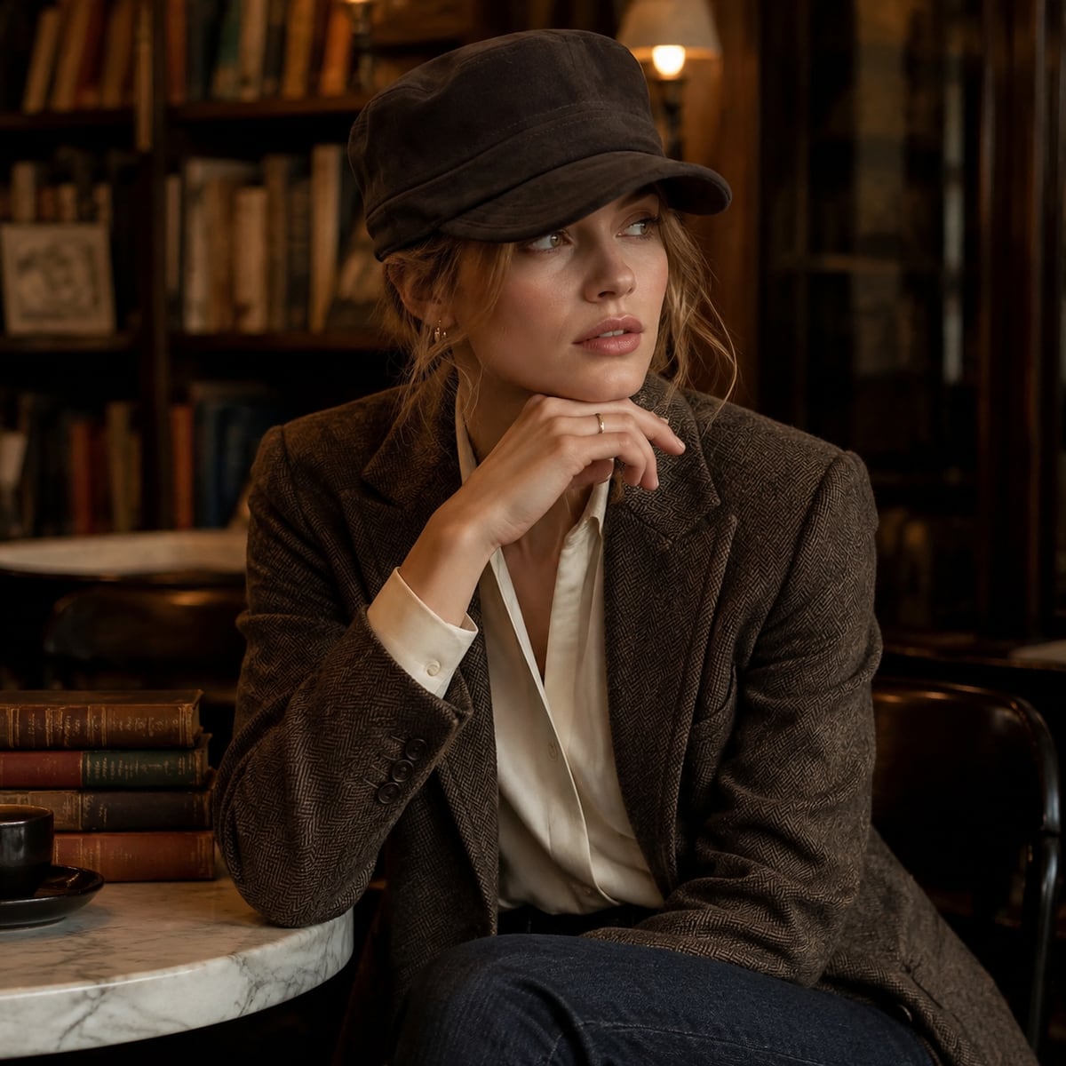 Custom Newsboy Cap – Style 08 on model