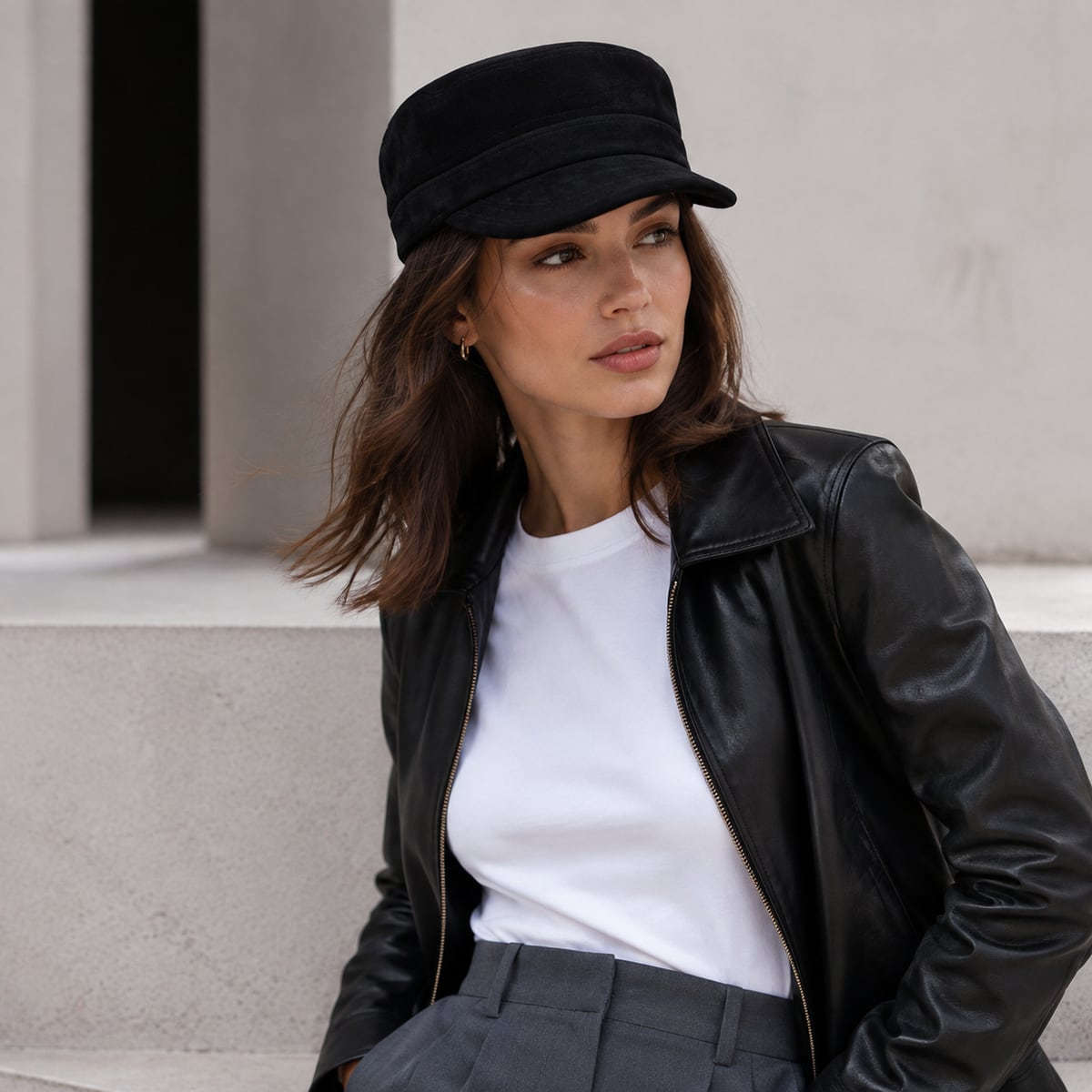 Custom Newsboy Cap – Style 08 on model