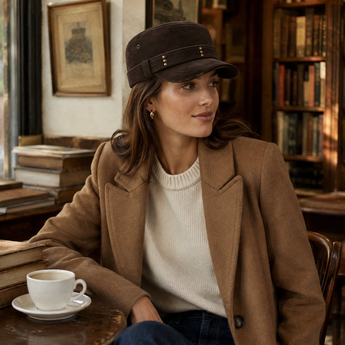 Custom Newsboy Cap – Style 09 on model