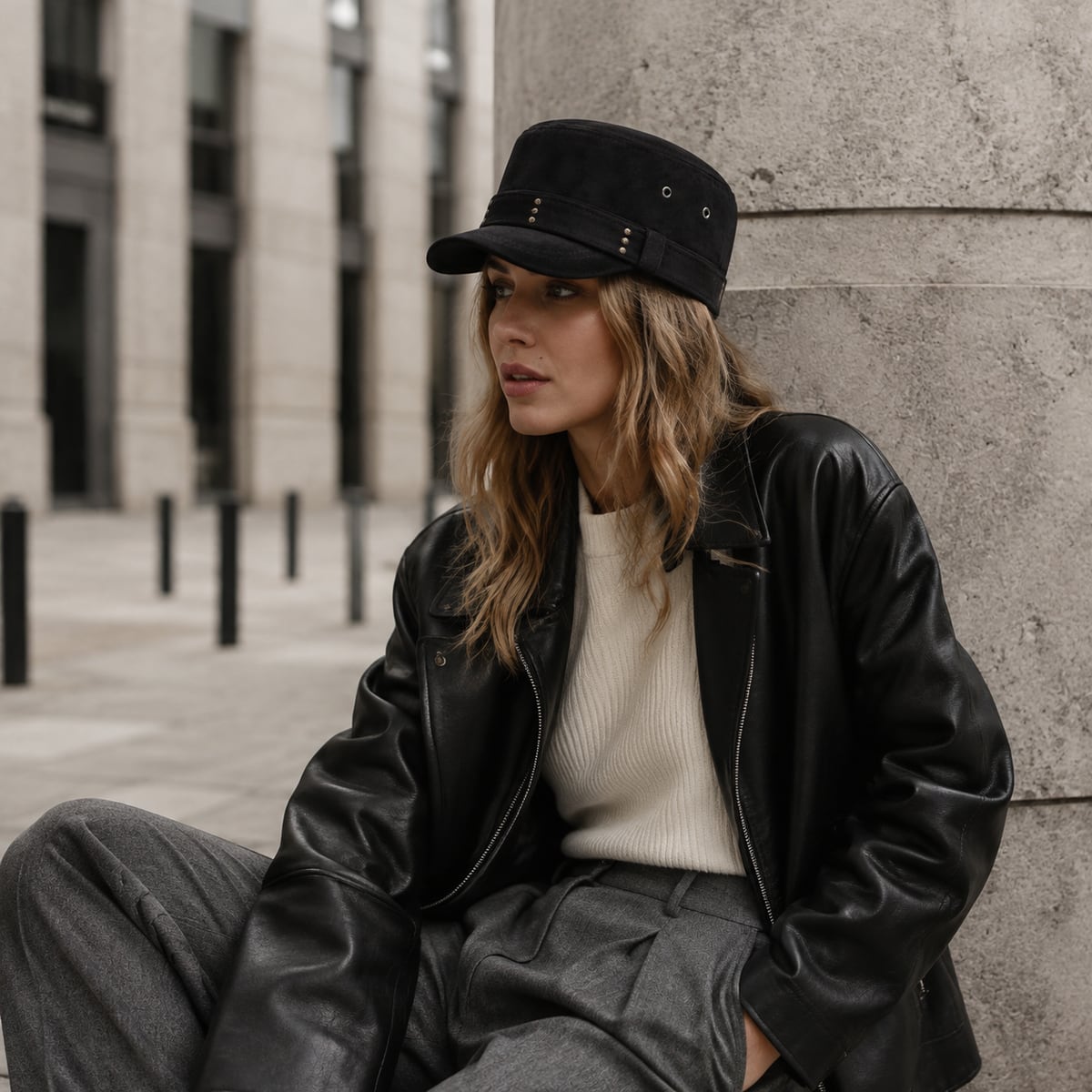 Custom Newsboy Cap – Style 09 on model