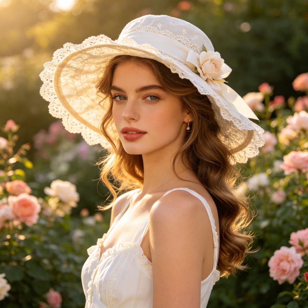 Custom Floppy Brim Band Trim Straw Sun Hat, UV 50+ on model