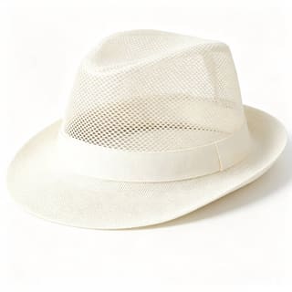 Custom Cream Band Trim Wide Brim Straw Fedora Hat, UV 50+ thumb 1