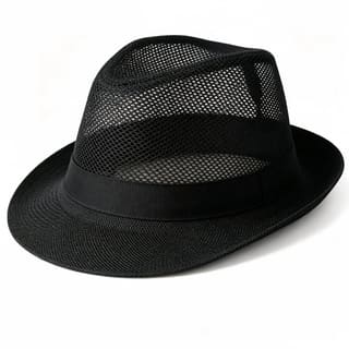 Custom Cream Band Trim Wide Brim Straw Fedora Hat, UV 50+ thumb 3