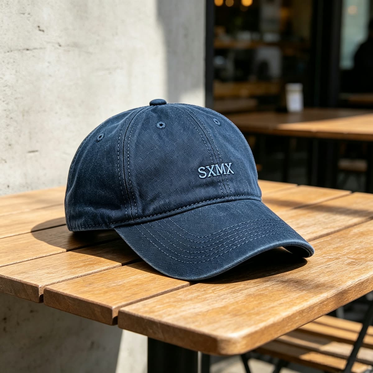 Custom Navy Washed Cotton Dad Cap with Tonal Embroidery scene