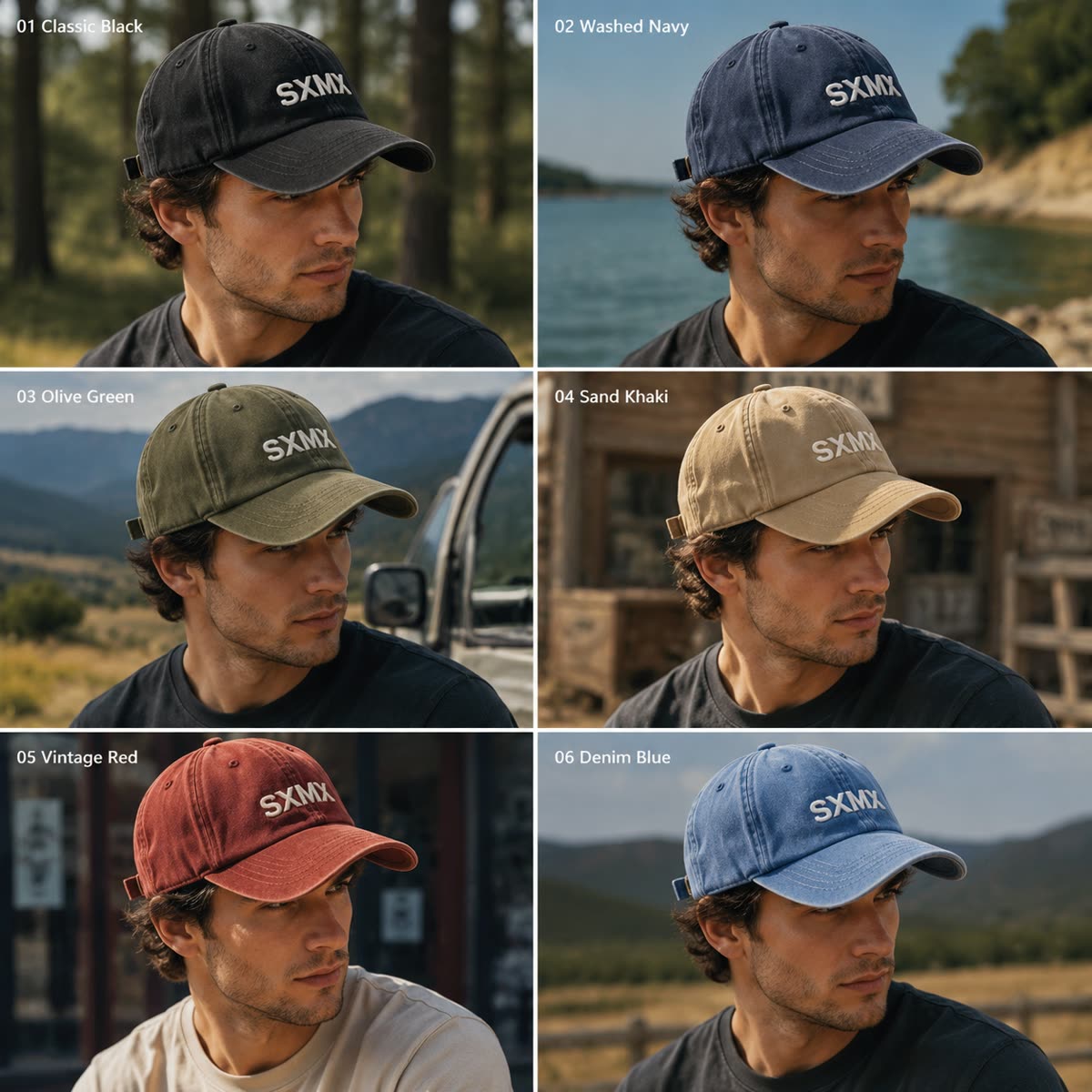 Custom Washed Distressed Baseball Cap with Tonal Embroidery on model