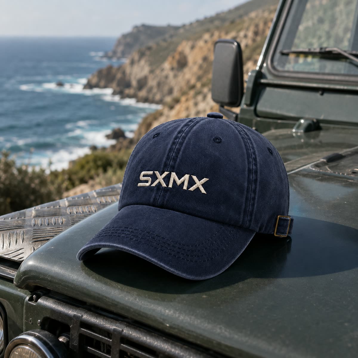 Custom Washed Distressed Baseball Cap with Tonal Embroidery scene