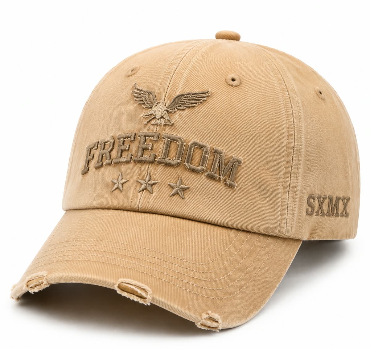 Custom Eagle and Stars Baseball Cap with Distressed Brim - image 1