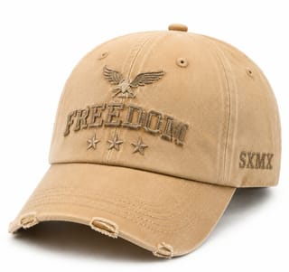 Custom Eagle and Stars Baseball Cap with Distressed Brim
