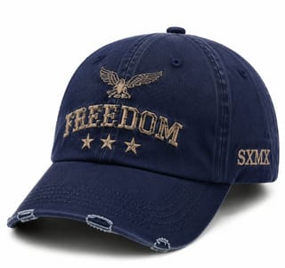 Custom Eagle and Stars Baseball Cap with Distressed Brim thumb 3