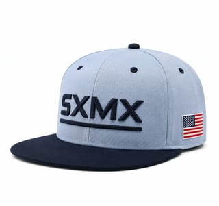 Custom Light Blue Flat Brim Snapback with Flag Patch