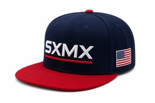 Custom Light Blue Flat Brim Snapback with Flag Patch thumb 2
