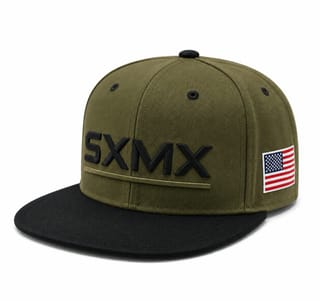 Custom Light Blue Flat Brim Snapback with Flag Patch thumb 4