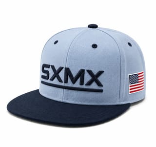 Custom Light Blue Flat Brim Snapback with Flag Patch thumb 5