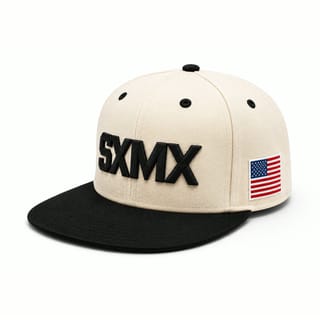 Custom Cream Flat Brim Snapback with American Flag Patch