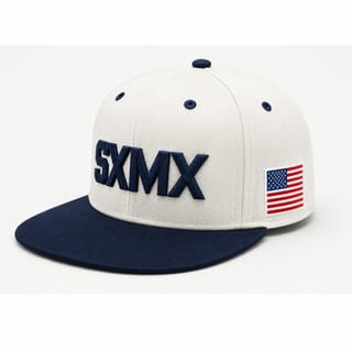 Custom Cream Flat Brim Snapback with American Flag Patch thumb 2