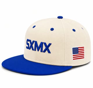 Custom 3D Embroidery Flat Brim Cap with Royal Blue Brim
