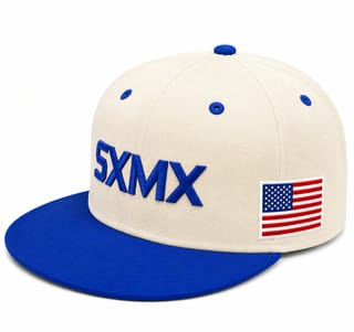 Custom 3D Embroidery Flat Brim Cap with Royal Blue Brim thumb 2