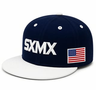 Custom 3D Embroidery Flat Brim Cap with Royal Blue Brim thumb 3