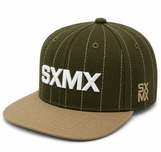 Custom Olive Pinstripe Flat Brim Cap with Tan Brim