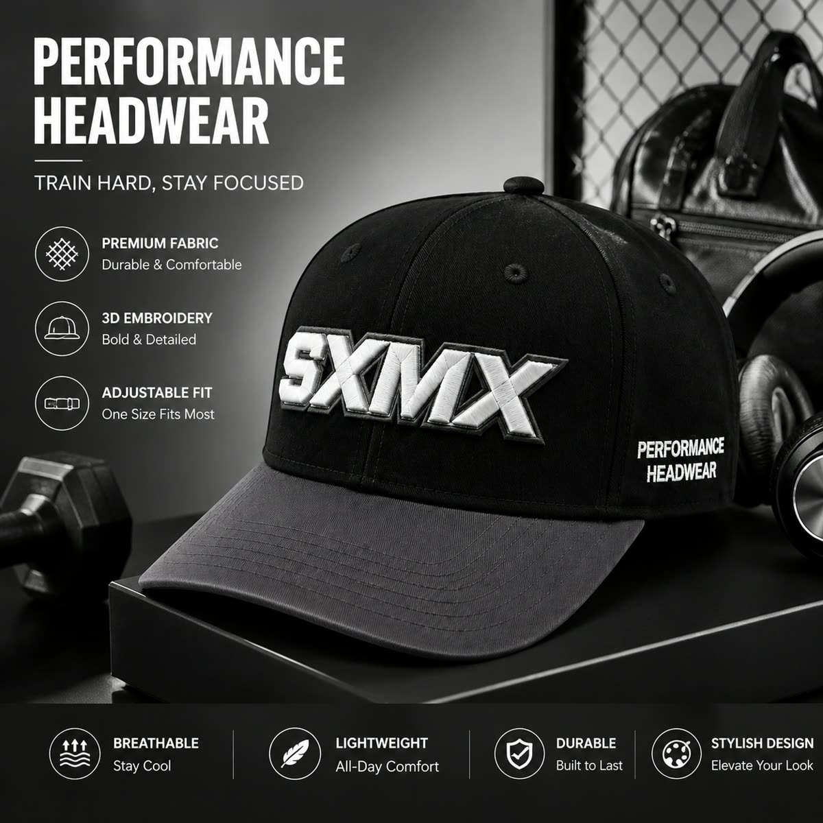 Custom Two-Tone Baseball Cap with Embroidered Logo scene