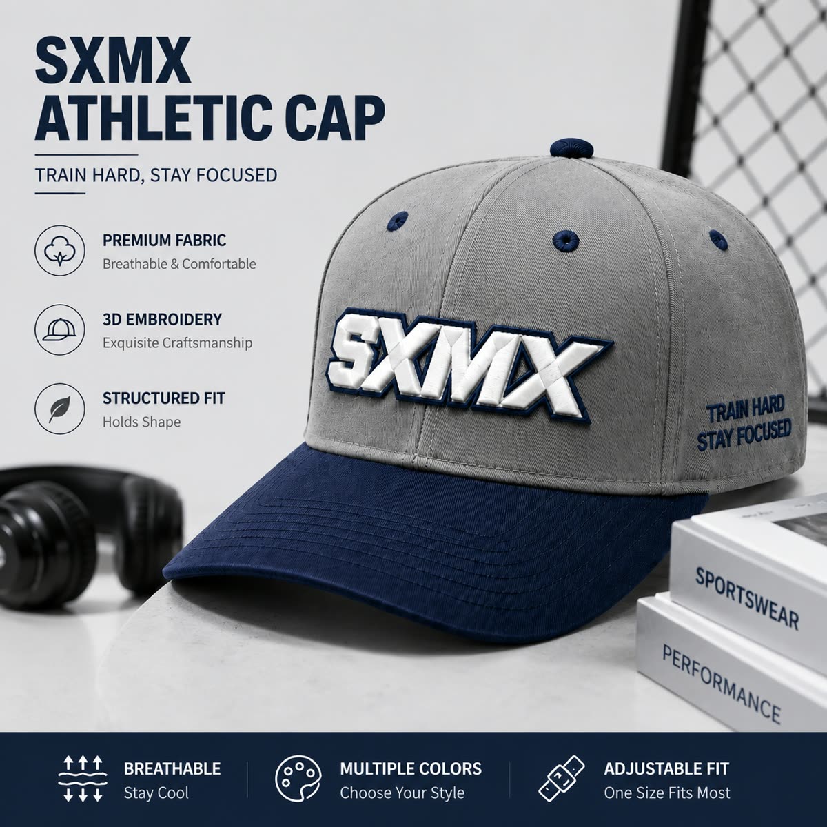Custom Two-Tone Baseball Cap with Embroidered Logo scene