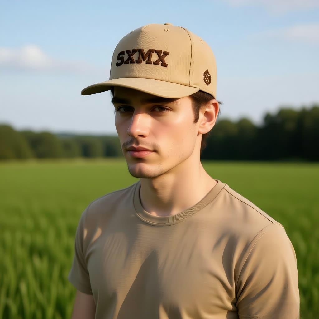 Custom All Black Performance Baseball Cap with White Embroidery on model