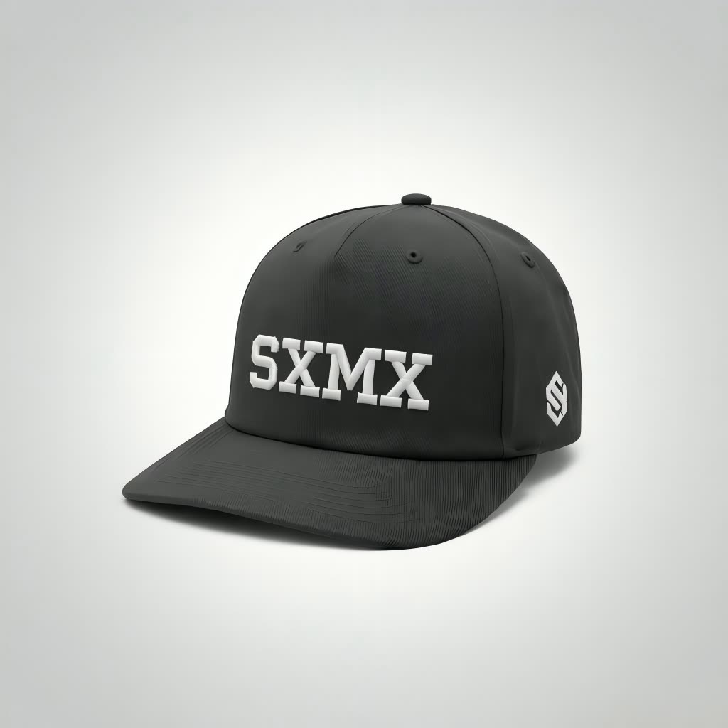 Custom All Black Performance Baseball Cap with White Embroidery scene