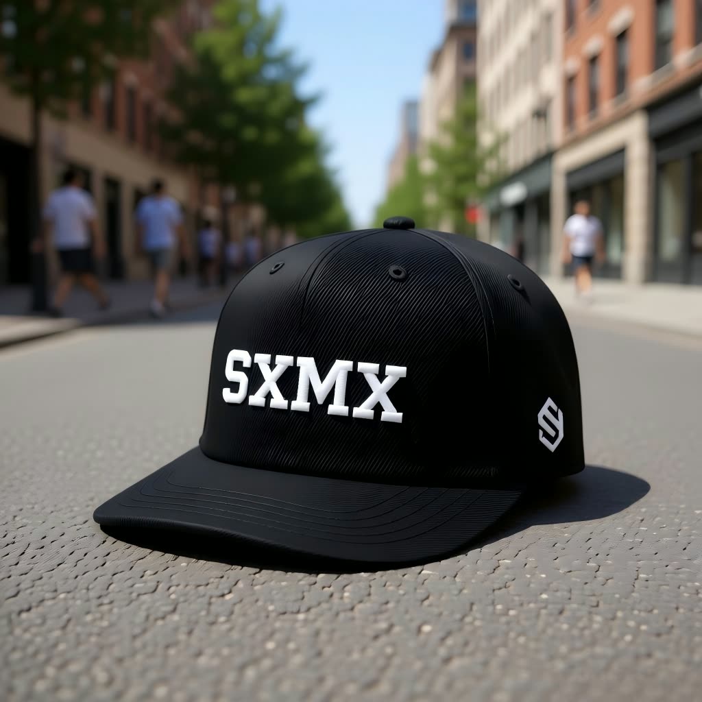 Custom All Black Performance Baseball Cap with White Embroidery scene