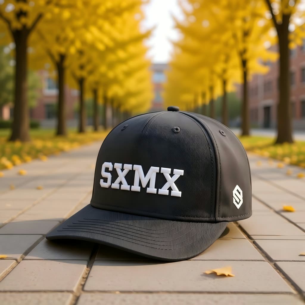 Custom Minimalist Embroidered Baseball Cap in Black scene