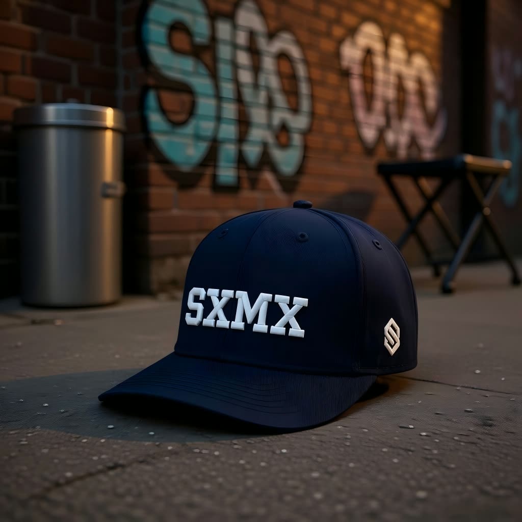Custom Minimalist Embroidered Baseball Cap in Black scene