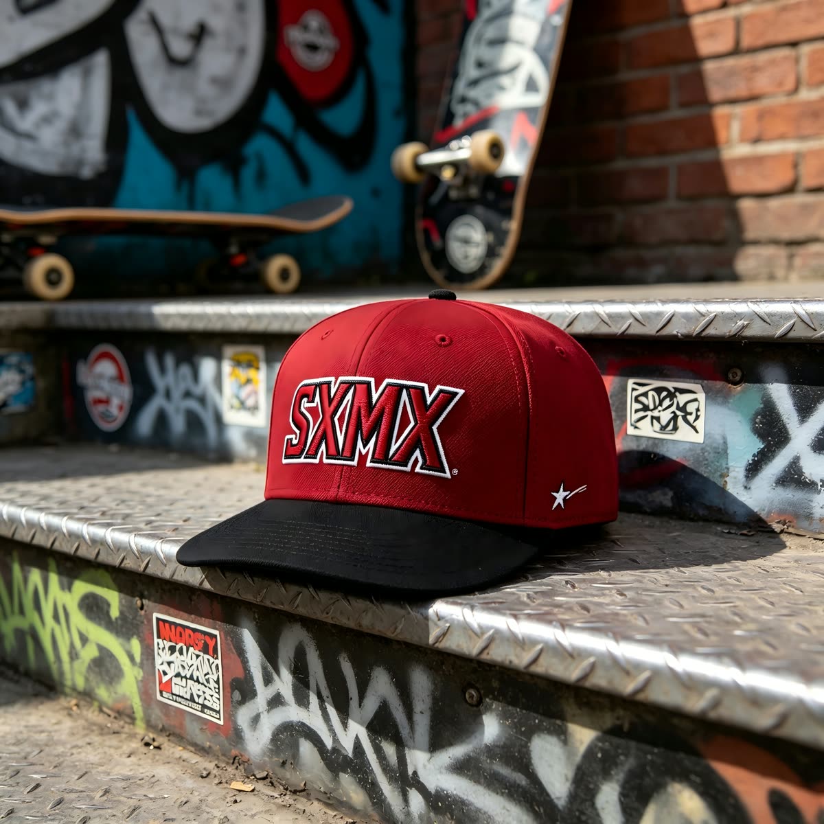 Custom White and Green Embroidered Lettering Cap scene