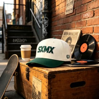 Custom White and Green Embroidered Lettering Cap
