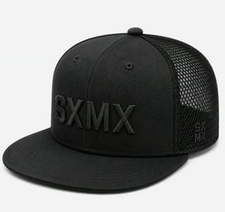 Custom Khaki Flat Brim Trucker Cap with White Logo thumb 2