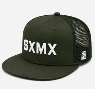 Custom Khaki Flat Brim Trucker Cap with White Logo thumb 3
