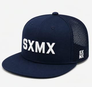 Custom Khaki Flat Brim Trucker Cap with White Logo thumb 4