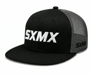 Custom Black Flat Brim Trucker Cap with White Logo thumb 4