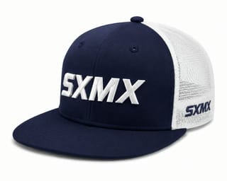 Custom Black Flat Brim Trucker Cap with White Logo thumb 5