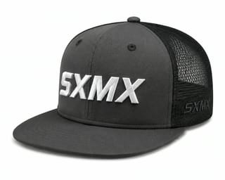 Custom Black Flat Brim Trucker Cap with White Logo thumb 6