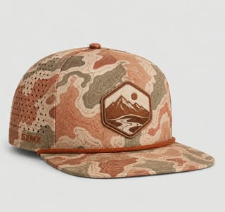 Custom Topographic Print Camp Cap with Rope Accent
