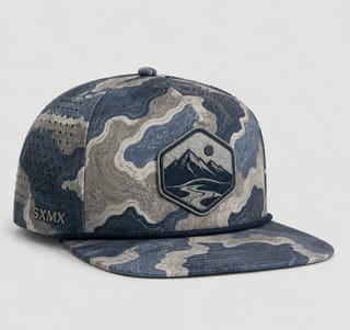 Custom Topographic Print Camp Cap with Rope Accent thumb 4